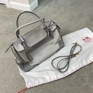 COACH Poppy Colorblock Gray Tones Leather Satchel